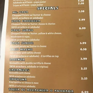 menu