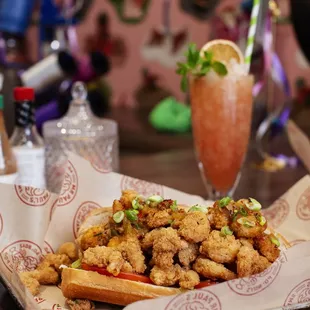 Shrimp Po'Boy and Fruit Punch