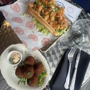 Boudin Balls &amp; Shrimp Po'Boy