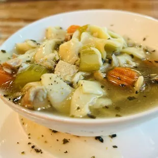 Cup of chicken noodle soup