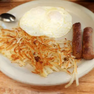 Two Eggs, Sausages, Hashed Browns