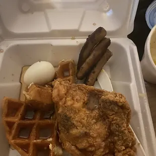 Chicken and waffles I destroyed