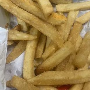Fries that were previously cooked put back in the fryer to cook again..