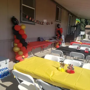 Rented tables and chairs for a kids party