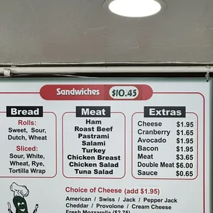 a menu