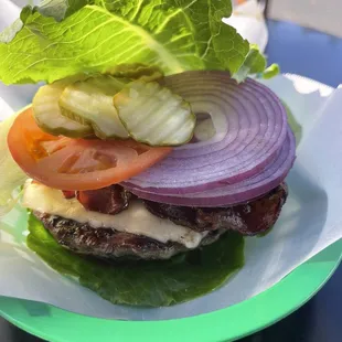 Lettuce wrap Keto friendly burger yummy.