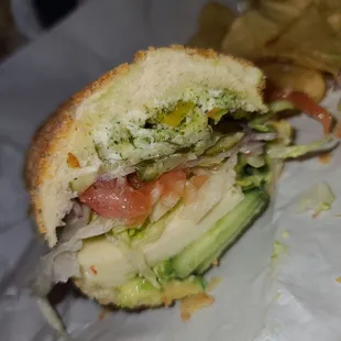 Amazing veggie with everything and Xtra garlic sauce, onions, and pepperchini.