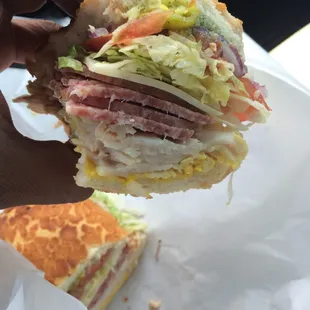 Turkey and salami Sando. Everything except mayo. They do it right!