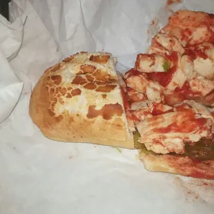 Another sloppy pic of chicken marinara on dutch crunch...umm cant even see the cheese.