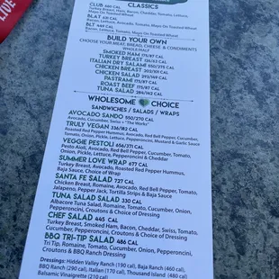 the menu