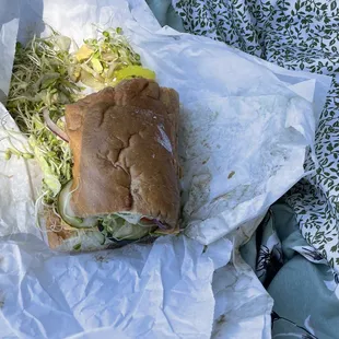 White paper stuck on the sandwich