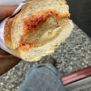 Only god knows what's going on with this sandwich