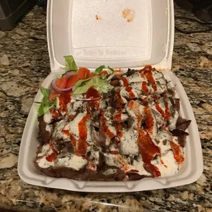 Beef Gyro on Rice platter. Enormous portions!