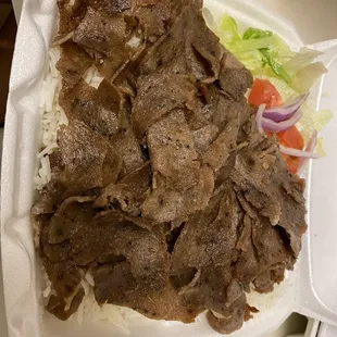 Gyro platter with rice- sauce on the side