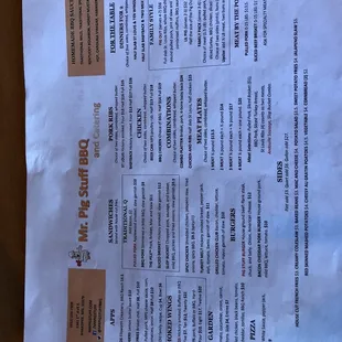 menu