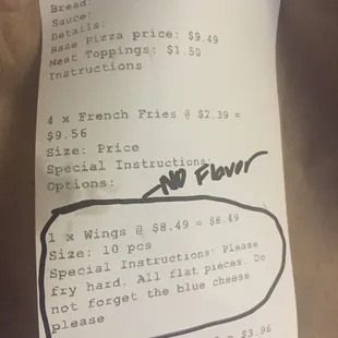 His receipt.