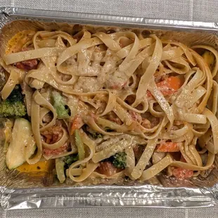 Pasta Primavera with pink sauce