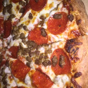 Sausage and pepperoni pizza