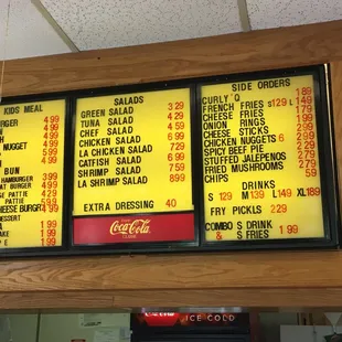 the menu of the restaurant