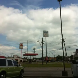a parking lot with cars parked in it