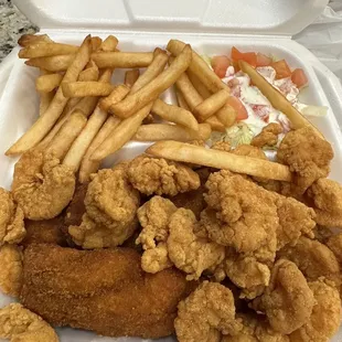 This fish and shrimp platter is my new go to!