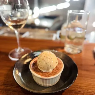Strawberry and apricot cobbler with almond gelato
