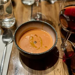 Watermelon, cucumber, and pickled grape gazpacho