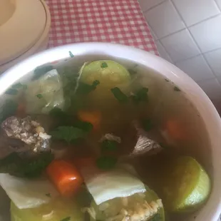 a bowl of soup on a table