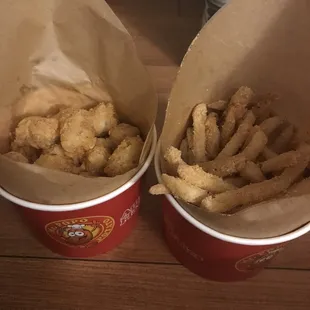 Garlic Parmesan French Fries and Potato Puffs