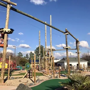 Ropes Course with zipline and 35&apos; 45&apos; and 55&apos; timber climb poles, plus check out our new beer and wine garden, grand (re) opening 3/3/2018