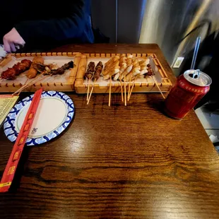 Herbal Tea and Various Skewers.