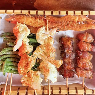 Cauliflower String bean Shrimp Bacon Mushroom Bacon Asparagus