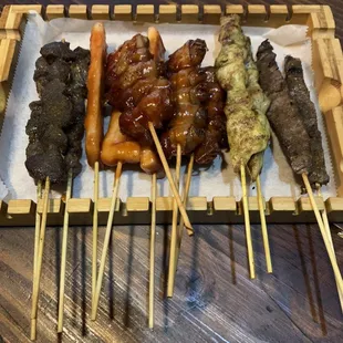 Lamb, Rice Cakes, Bacon Mushroom, Chicken, Beef