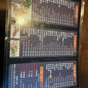 menu