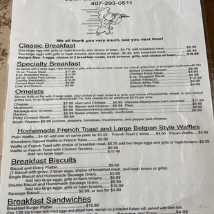 menu