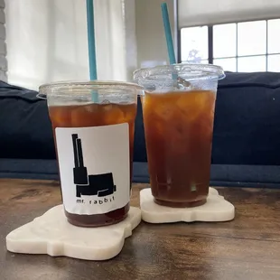 two drinks on a table