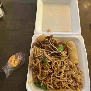 Leftovers from beef lo mein lunch special!