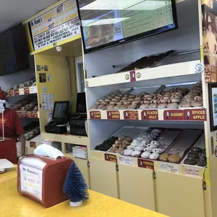 The backdrop shelving with delicious delicacies.