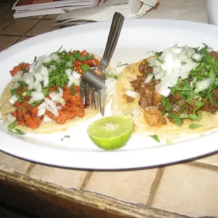 chorizo y al pastor tacos