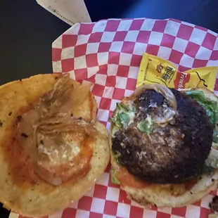a hamburger and a tortilla