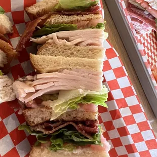 Ham and Bacon Club Sandwich