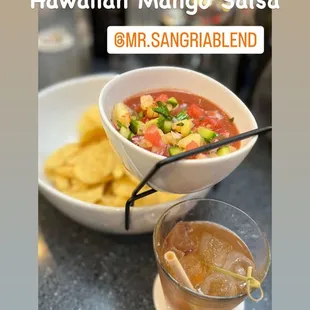 Hawaiian mango chips and salsa