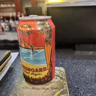 a can on a coaster