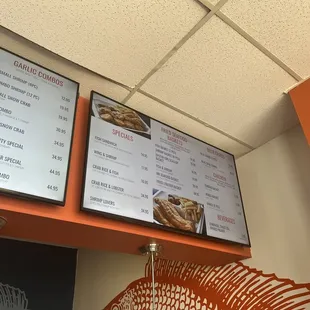 menus on the wall