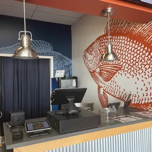 the front desk of the restaurant