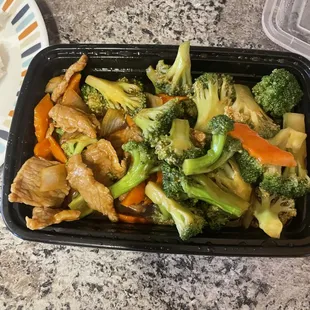 8 pieces of tiny beef strips .