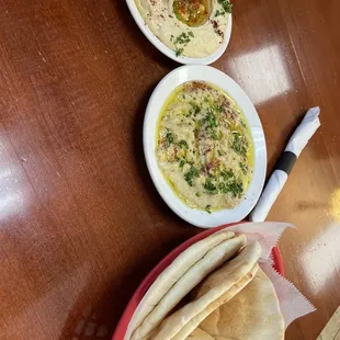 Hummus &amp; Baba Ghanouj with Pita Bread