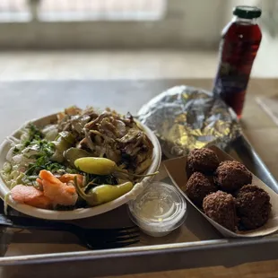 Chicken Shawarma Bowl and Falafel Appetizer (5 pcs)