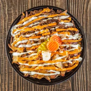 a platter of pulled pork fries