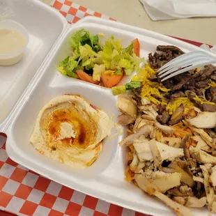 Mixed Shawarma, so good. Gave us baklava and Turkish coffee to try. Good people, very friendly. Will come back for sure.